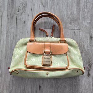 Dooney & Bourke | pastel green signature logo canvas leather satchel purse